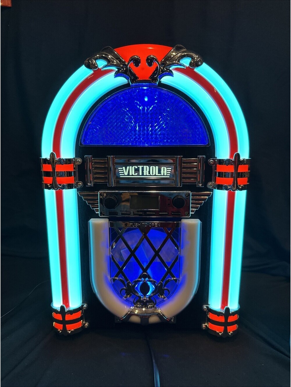 Victrola VJB-125 Desktop Bluetooth Jukebox CD Player FM Radio LED Lights Retro